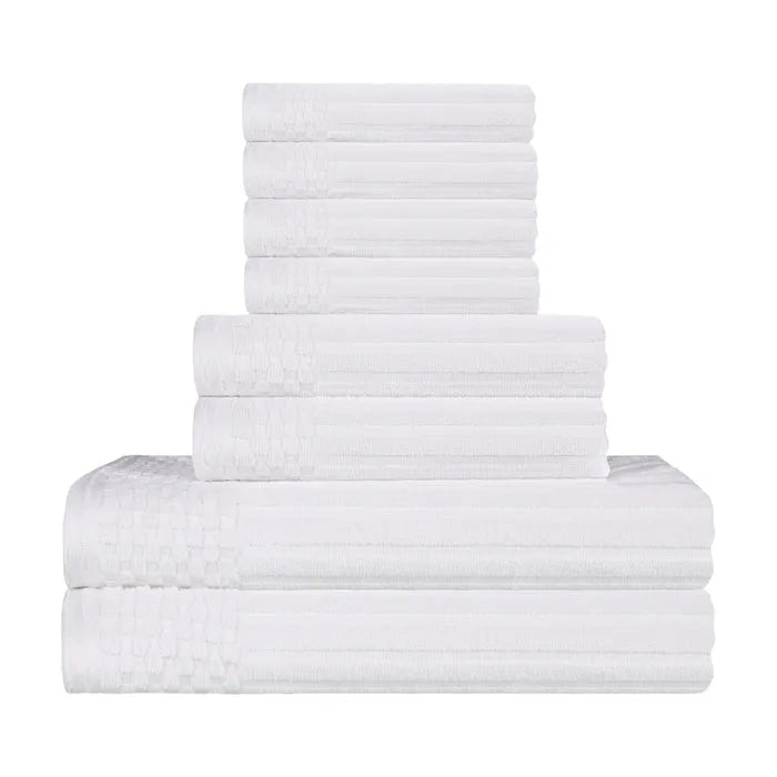 Soho Ribbed Cotton Absorbent Medium Weight 8 Piece Towel Set