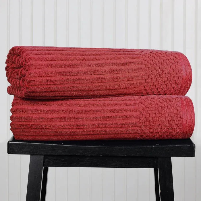 Soho Ribbed Cotton Absorbent 2 Piece Bath Sheet Towel Set