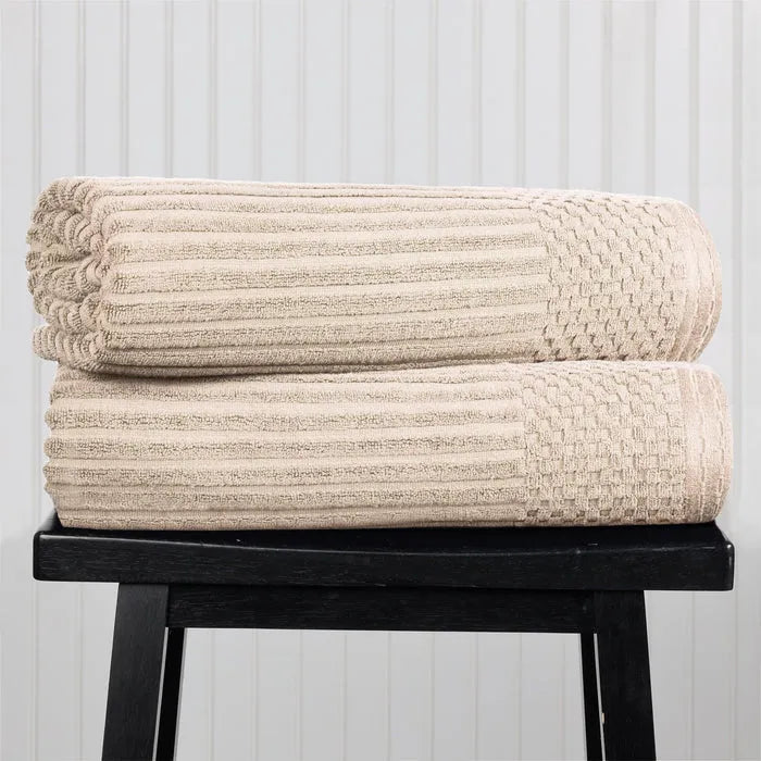 Soho Ribbed Cotton Absorbent 2 Piece Bath Sheet Towel Set