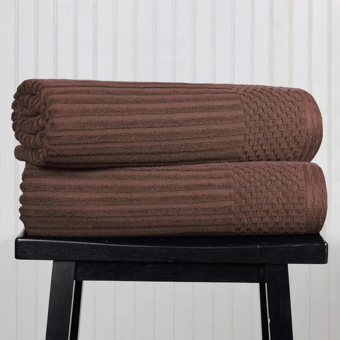 Soho Ribbed Cotton Absorbent 2 Piece Bath Sheet Towel Set