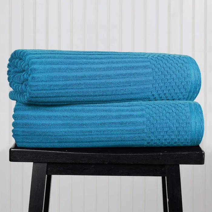 Soho Ribbed Cotton Absorbent 2 Piece Bath Sheet Towel Set