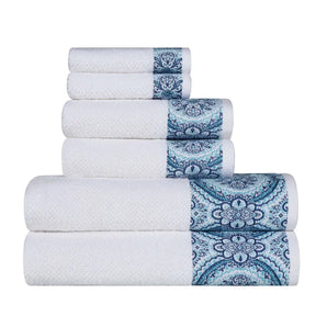 Medallion Cotton Jacquard Textured 6 Piece Assorted Towel Set