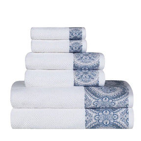 Medallion Cotton Jacquard Textured 6 Piece Assorted Towel Set