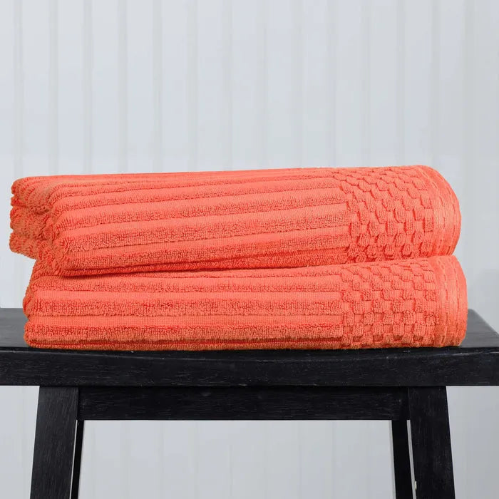 Soho Cotton Ribbed Textured Ultra-Absorbent 2 Piece Bath Towel Set