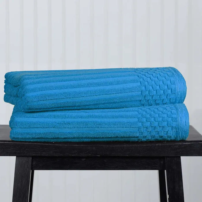 Soho Cotton Ribbed Textured Ultra-Absorbent 2 Piece Bath Towel Set