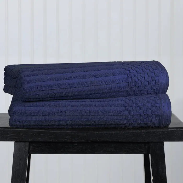 Soho Cotton Ribbed Textured Ultra-Absorbent 2 Piece Bath Towel Set