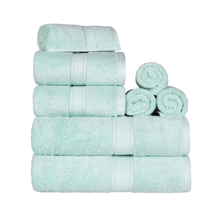 Egyptian Cotton Pile 8 Piece Ultra Plush Solid Towel Set