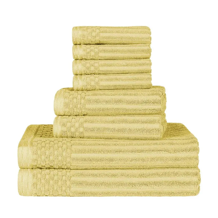 Soho Ribbed Cotton Absorbent Medium Weight 8 Piece Towel Set