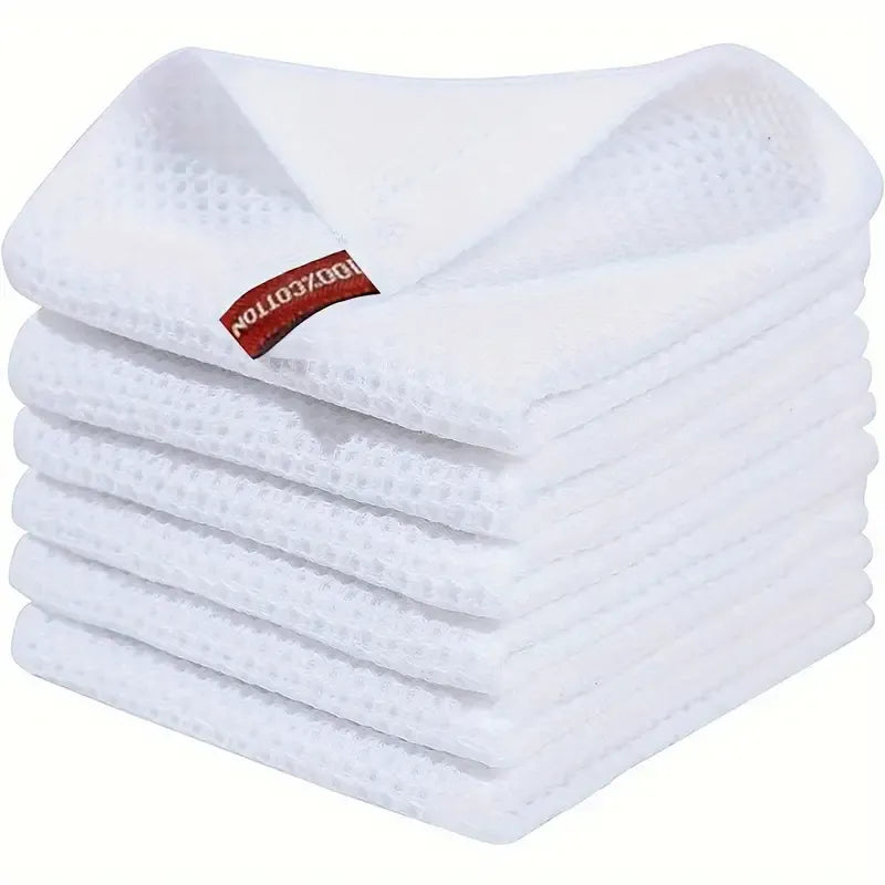 Thickened 6 pcs Waffle Dish Towels - Quick-Dry for Kitchen & Restaurant