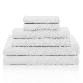 Basketweave Jacquard and Solid 6 Piece Egyptian Cotton Towel Set