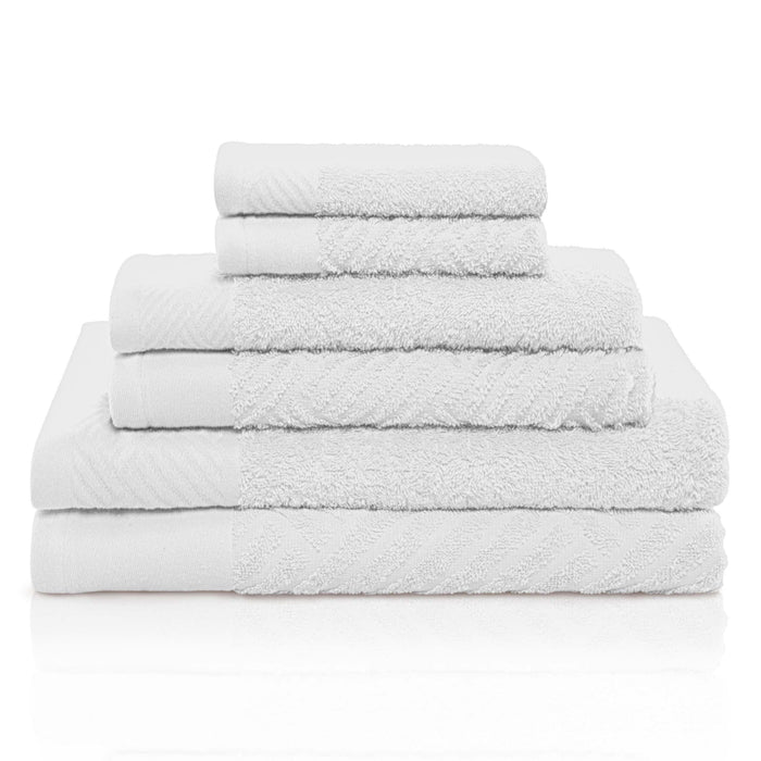 Basketweave Jacquard and Solid 6 Piece Egyptian Cotton Towel Set