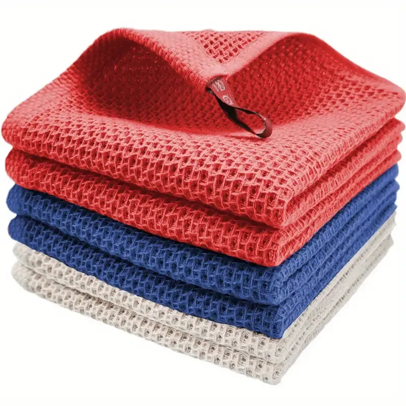 Thickened 6 pcs Waffle Dish Towels - Quick-Dry for Kitchen & Restaurant