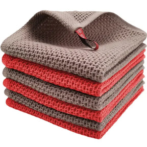 Thickened 6 pcs Waffle Dish Towels - Quick-Dry for Kitchen & Restaurant