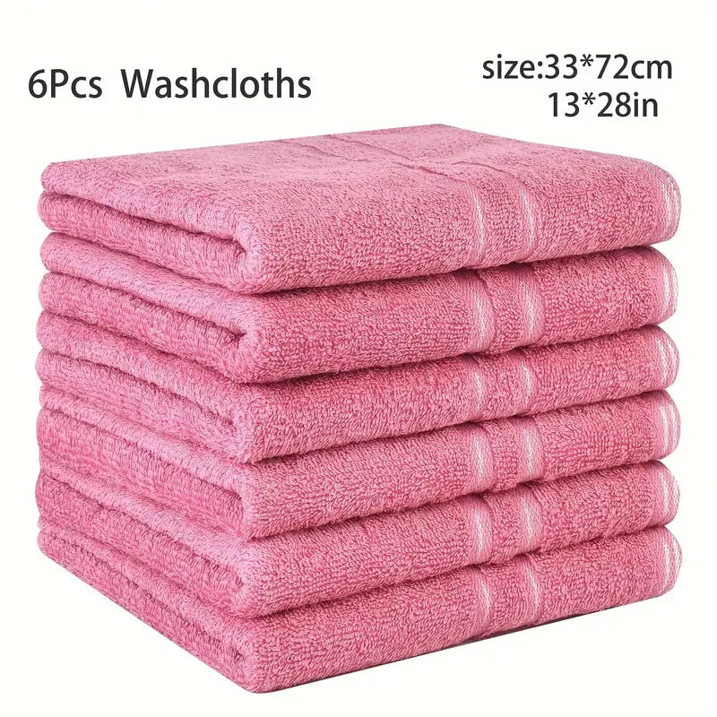 Multicolor 6 Pack Face Towels, Absorbent Cotton, 13x28