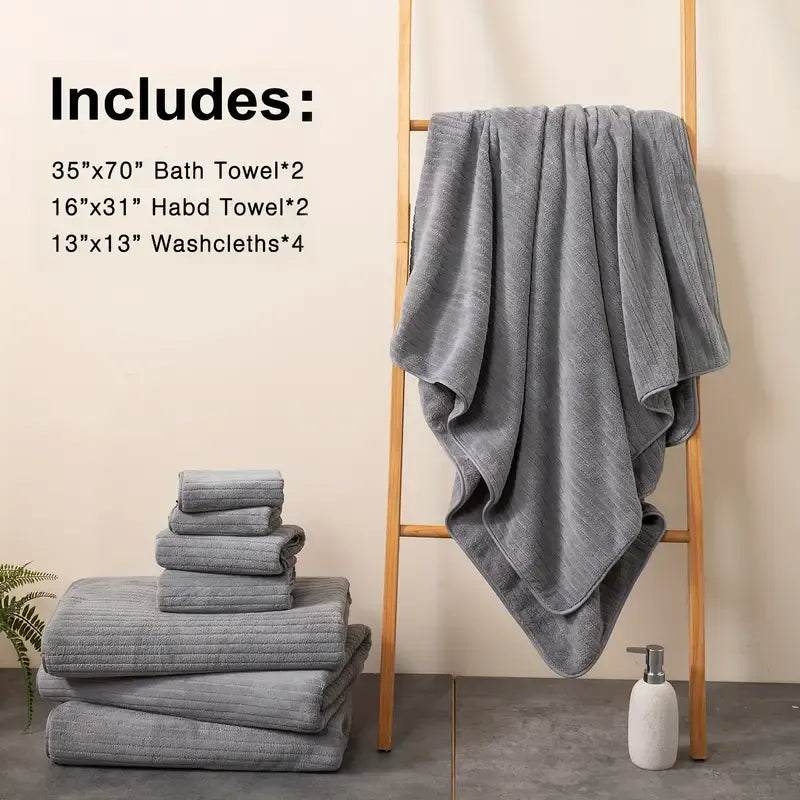 Oversized Microfiber Bath Towels Set - Soft, Absorbent, Quick-Dry