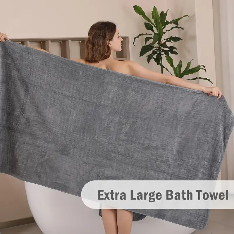 Oversized Microfiber Bath Towels Set - Soft, Absorbent, Quick-Dry