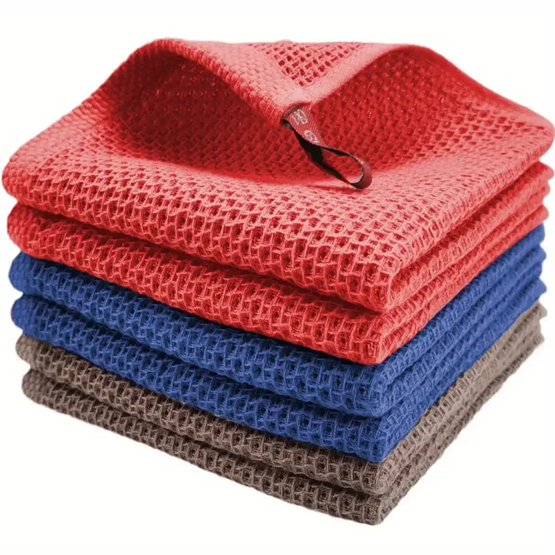 Thickened 6 pcs Waffle Dish Towels - Quick-Dry for Kitchen & Restaurant