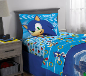 Sonic the Hedgehog Kids Twin/Full Comforter and Sham 2-Piece Set Reversible - Blue - beddingbag.com