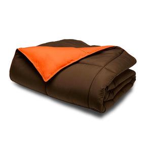 King/CAL King size 3-Piece Brown Orange Microfiber Comforter Set with 2 Shams - beddingbag.com