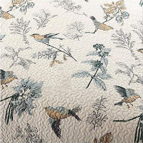 King 3-Piece Cotton Quilt Bedspread Set with Floral Birds Pattern - beddingbag.com