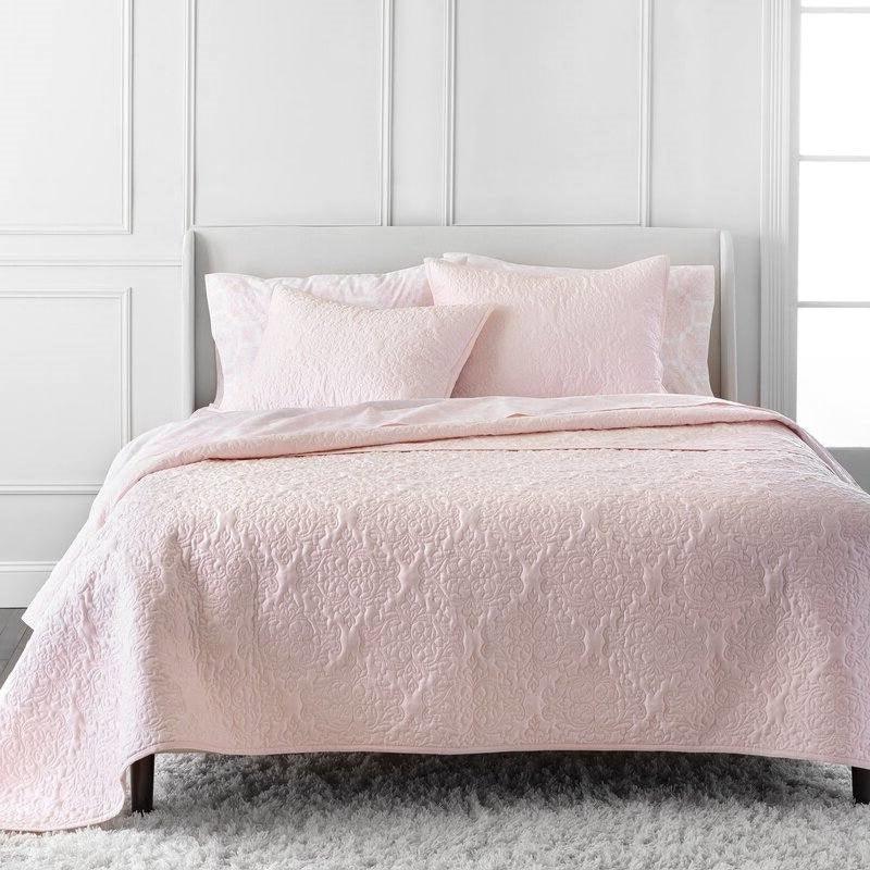 Queen Size 100-Percent Cotton 3-Piece Quilt Bedspread Set in Blush Pink