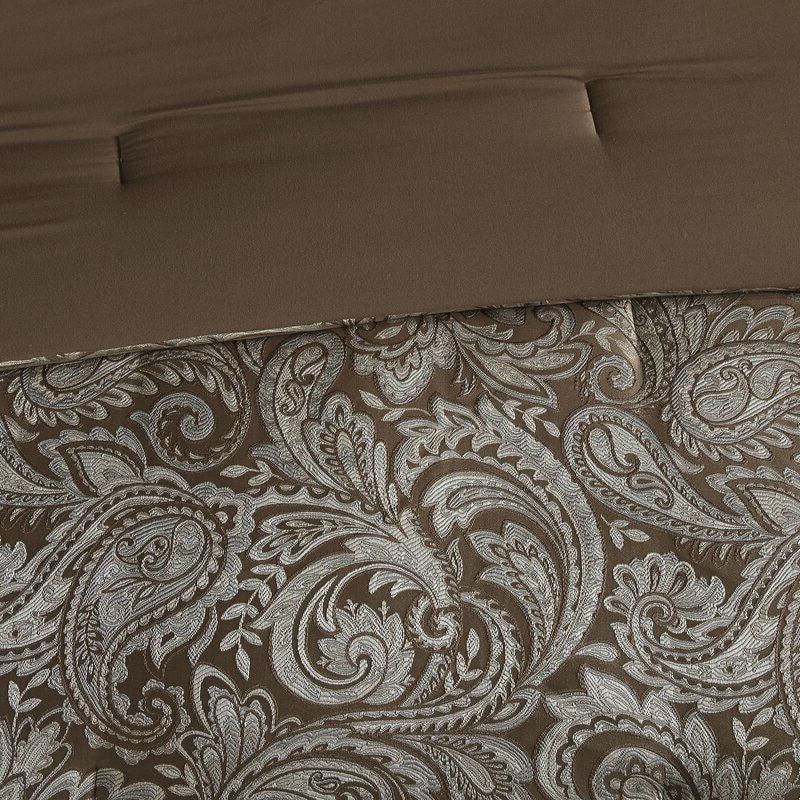 Queen size 12-piece Reversible Cotton Comforter Set in Brown and Blue - beddingbag.com