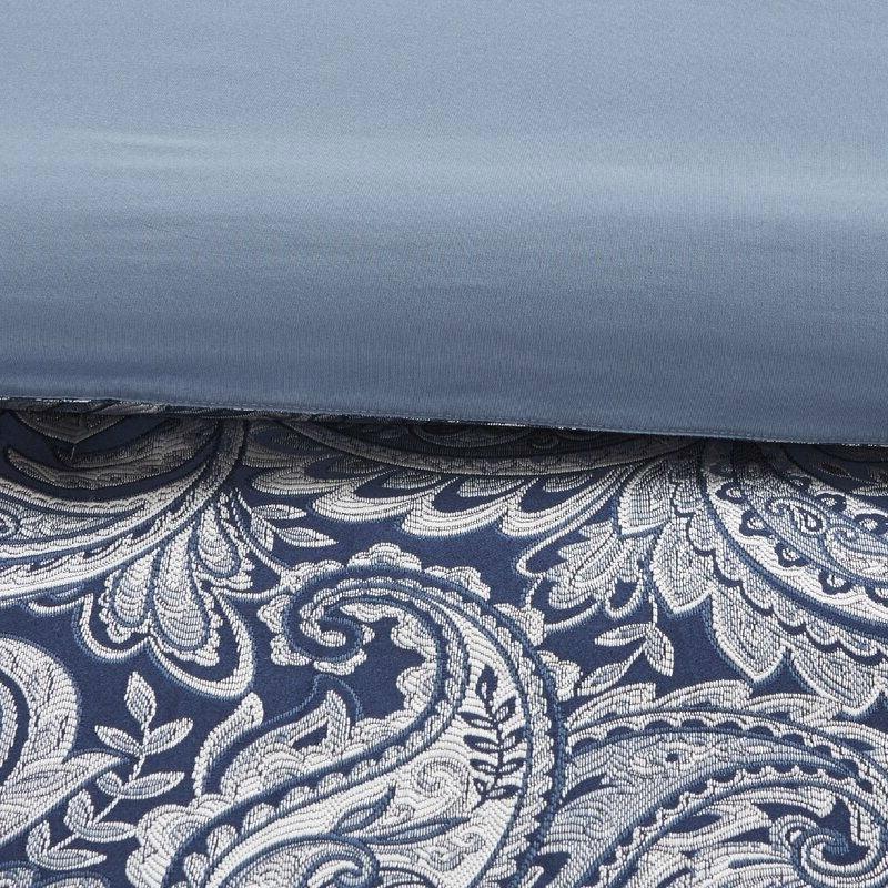 California King 12-piece Reversible Microfiber Comforter Set Navy Blue White - beddingbag.com