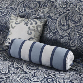 California King 12-piece Reversible Microfiber Comforter Set Navy Blue White - beddingbag.com