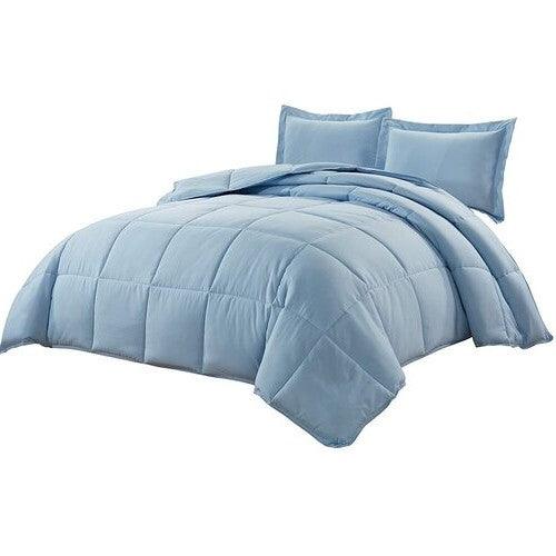 Queen Size Reversible Microfiber Down Alternative Comforter Set in Blue - beddingbag.com