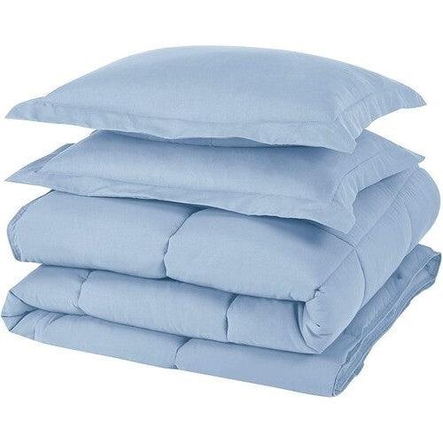 Queen Size Reversible Microfiber Down Alternative Comforter Set in Blue - beddingbag.com