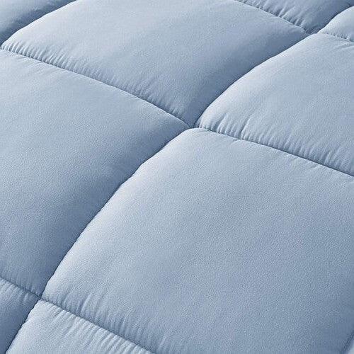 Queen Size Reversible Microfiber Down Alternative Comforter Set in Blue - beddingbag.com