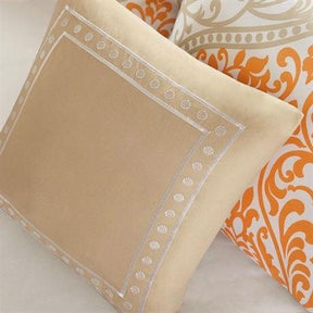 Full size Orange Damask Comforter Set with 2 Shams and 2 Decorative Pillows - beddingbag.com