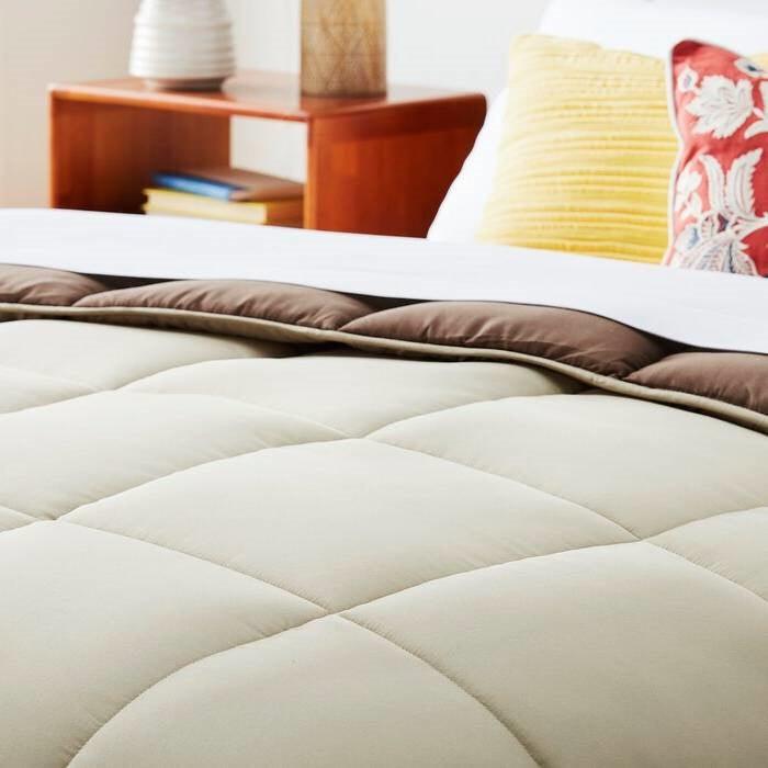 Full All Seasons Beige/Brown Reversible Polyester Down Alternative Comforter - beddingbag.com