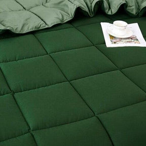 Full/Queen Traditional Microfiber Reversible 3 Piece Comforter Set in Green - beddingbag.com