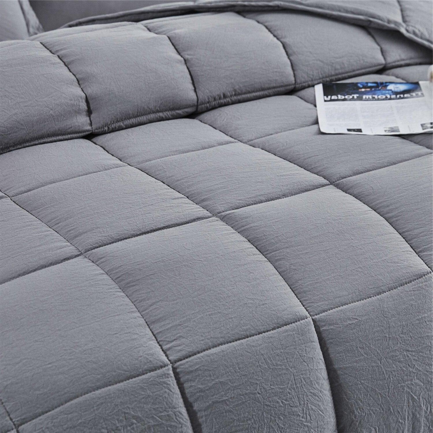 Queen Size Grey 3 Piece Microfiber Reversible Comforter Set - beddingbag.com