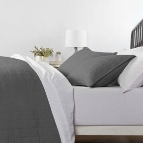 2 Piece Microfiber Farmhouse Coverlet Bedspread Set Grey, Twin/Twin XL - beddingbag.com