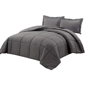 King Size Reversible Microfiber Down Alternative Comforter Set in Grey - beddingbag.com