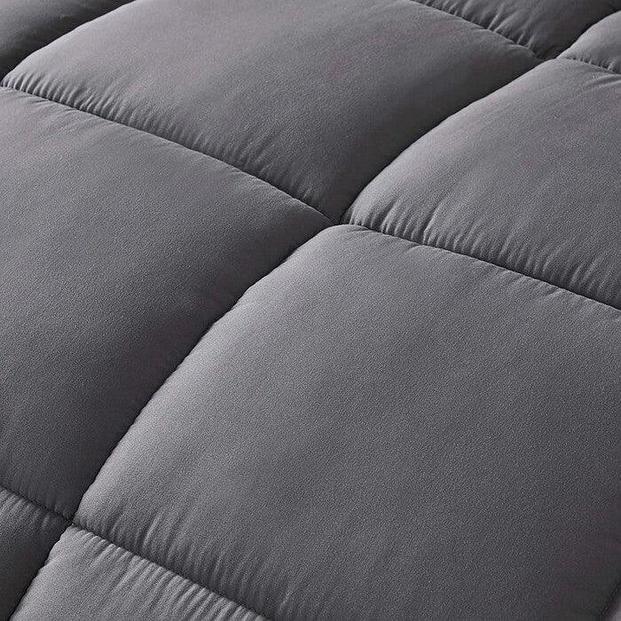 King Size Reversible Microfiber Down Alternative Comforter Set in Grey - beddingbag.com