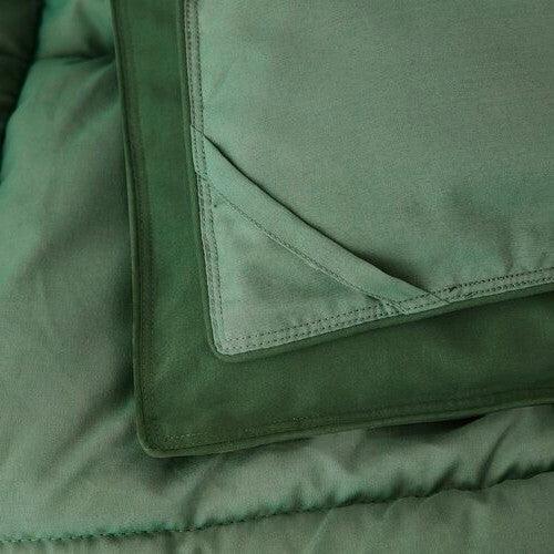 Twin/Twin XL Traditional Microfiber Reversible 3 Piece Comforter Set in Green - beddingbag.com