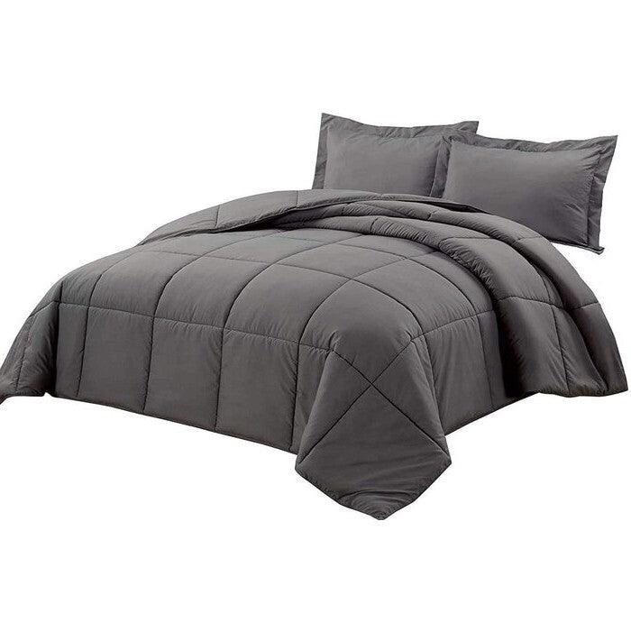 Twin Size Reversible Microfiber Down Alternative Comforter Set in Grey - beddingbag.com