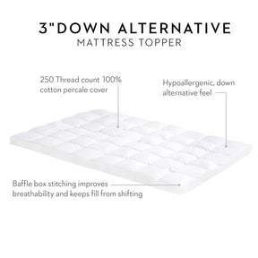 3 INCH DOWN ALTERNATIVE MATTRESS TOPPER - beddingbag.com