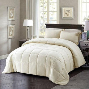 Full/Queen Traditional Microfiber Reversible 3 Piece Comforter Set in Ivory - beddingbag.com