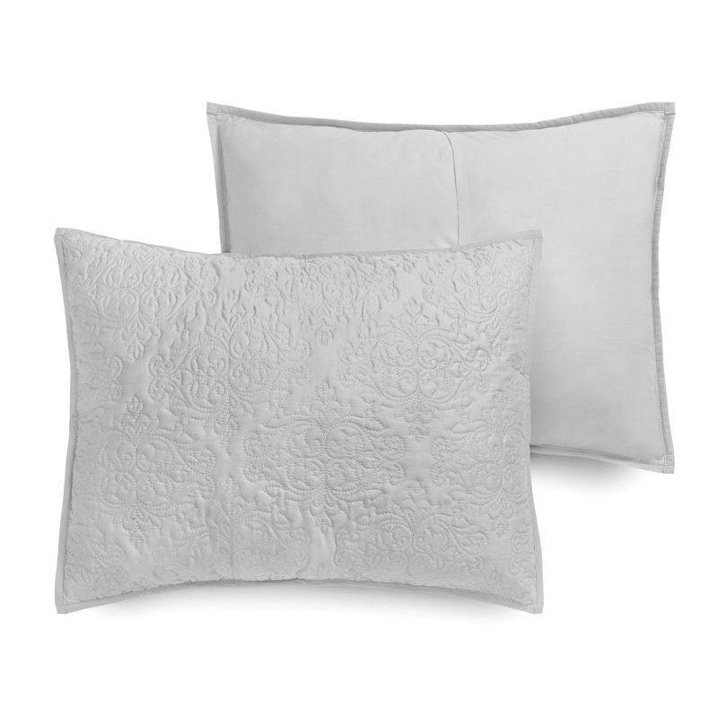King Size 100-Percent Cotton 3-Piece Quilt Bedspread Set in Light Grey - beddingbag.com