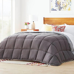 King Size All Seasons Plush Light/Dark Grey Reversible Polyester Down Alternative Comforter - beddingbag.com