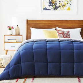 King All Seasons Grey/Navy Reversible Polyester Down Alternative Comforter - beddingbag.com