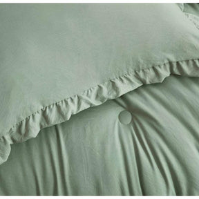 Oversized King Sage Microfiber 3-Piece Comforter Set with Ruffled Edge Trim - beddingbag.com