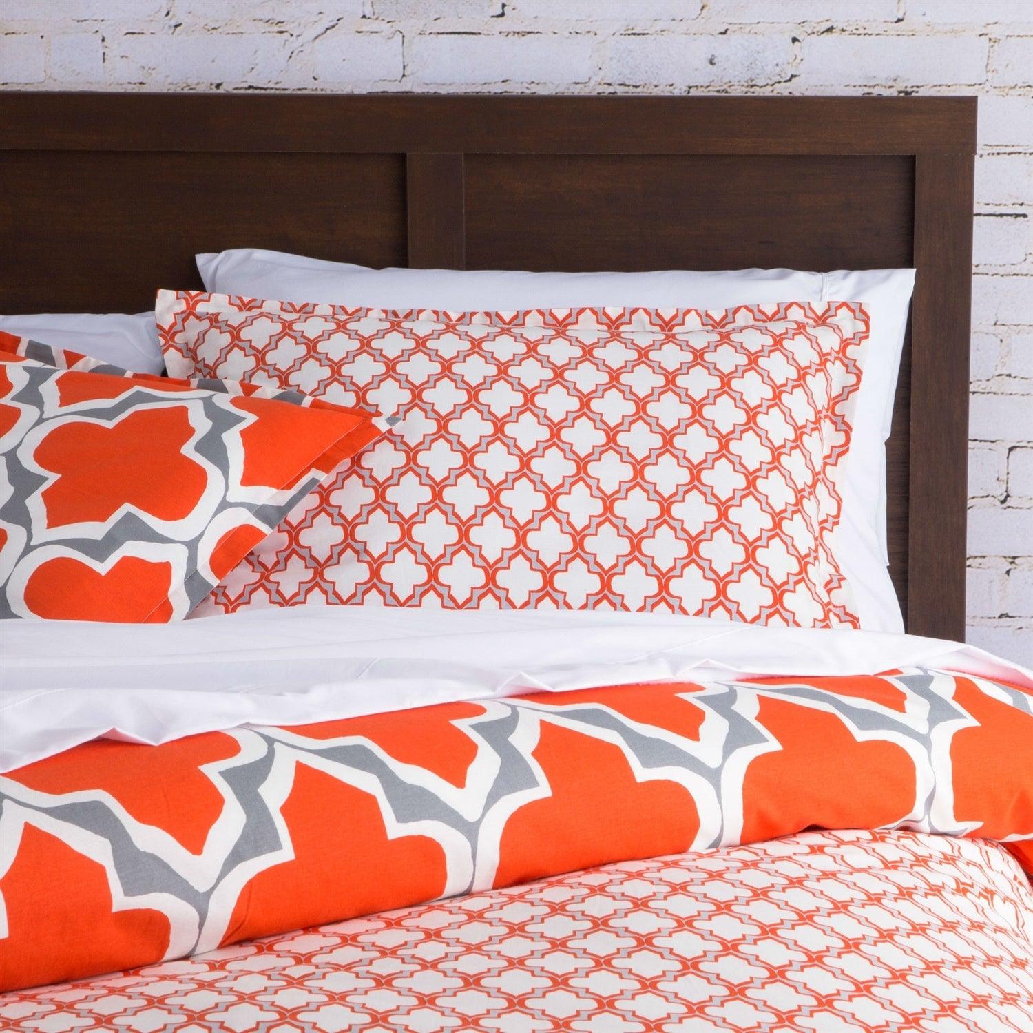 Full / Queen Orange Gray Fresh Start 3 piece Comforter Set - beddingbag.com