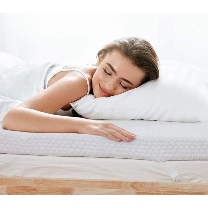 Queen size 3-inch Memory Foam Mattress Topper with Removeable Baffle Box Cover - beddingbag.com
