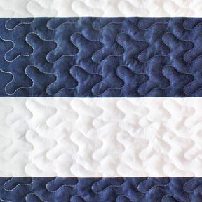 2 Piece Nautical Stripped/Anchors Reversible Microfiber Quilt Set Navy, Twin - beddingbag.com