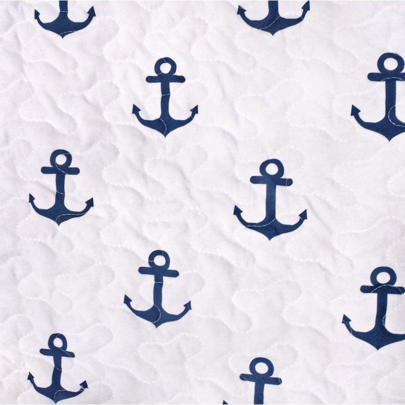 2 Piece Nautical Stripped/Anchors Reversible Microfiber Quilt Set Navy, Twin - beddingbag.com